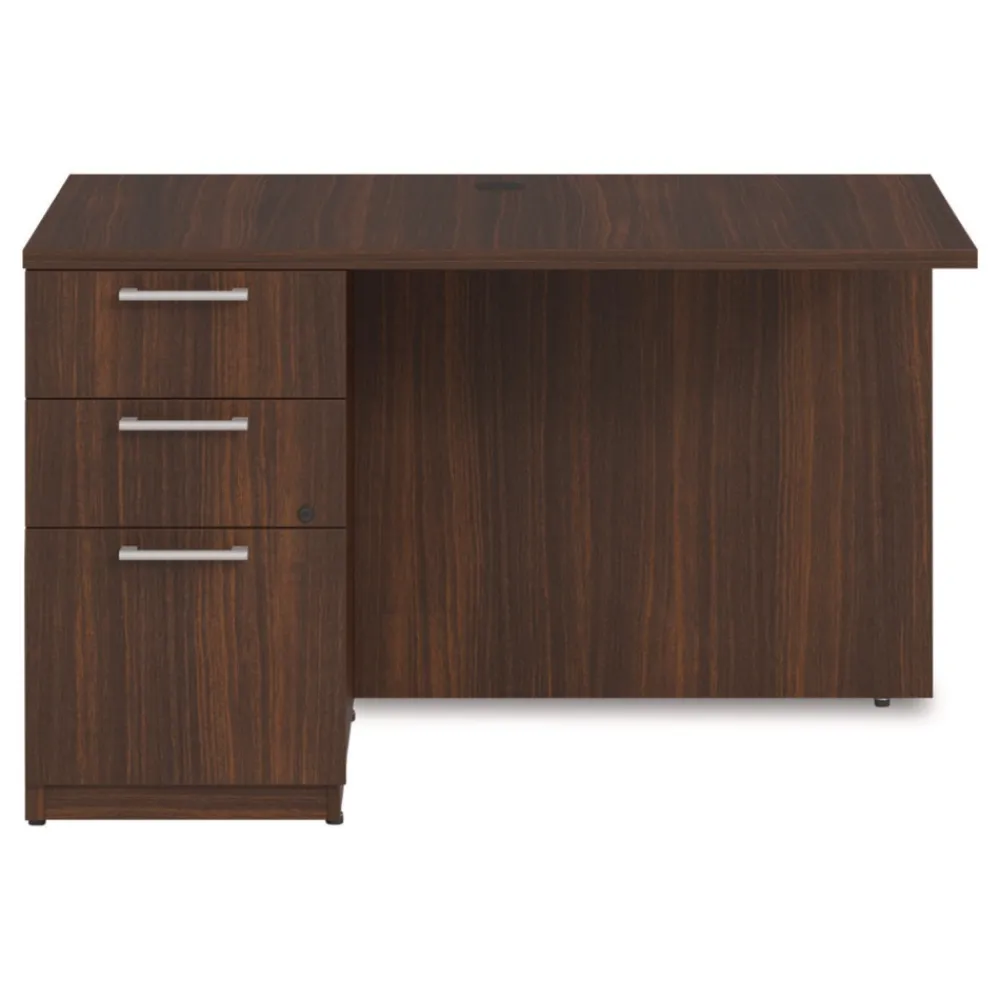 Outlet 48 in. x 24 in. x 29 in. Seville Series Left Desk Return with Pedestal - Mahogany Office Furniture & Lighting
