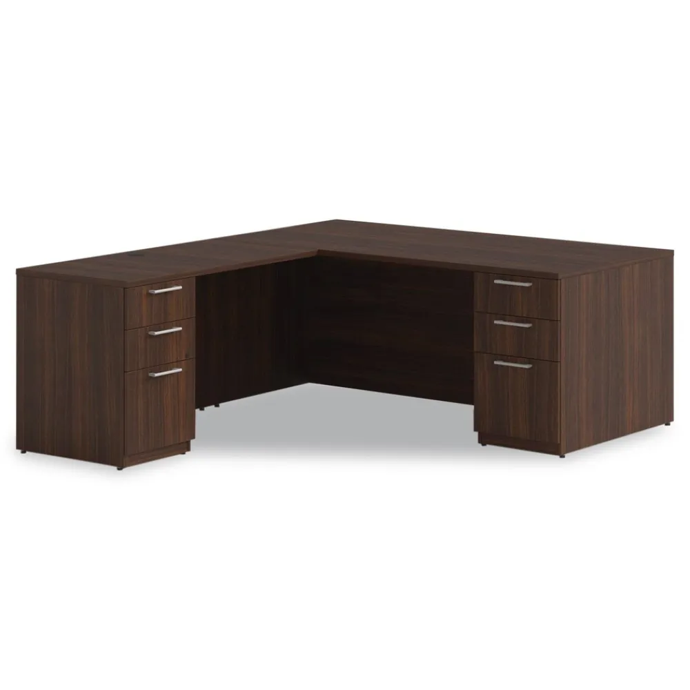 Outlet 48 in. x 24 in. x 29 in. Seville Series Left Desk Return with Pedestal - Mahogany Office Furniture & Lighting