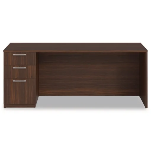 New 72 in. x 24 in. x 29 in. Seville Series Credenza with Left Pedestal - Mahogany Office Furniture & Lighting