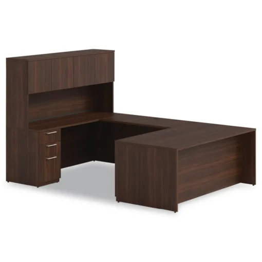 New 72 in. x 24 in. x 29 in. Seville Series Credenza with Left Pedestal - Mahogany Office Furniture & Lighting