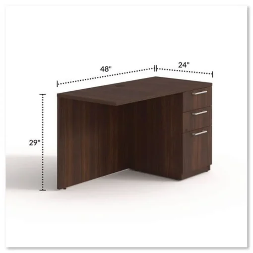 Best 48 in. x 24 in. x 29 in. Seville Series Right Desk Return with Pedestal - Mahogany Office Furniture & Lighting