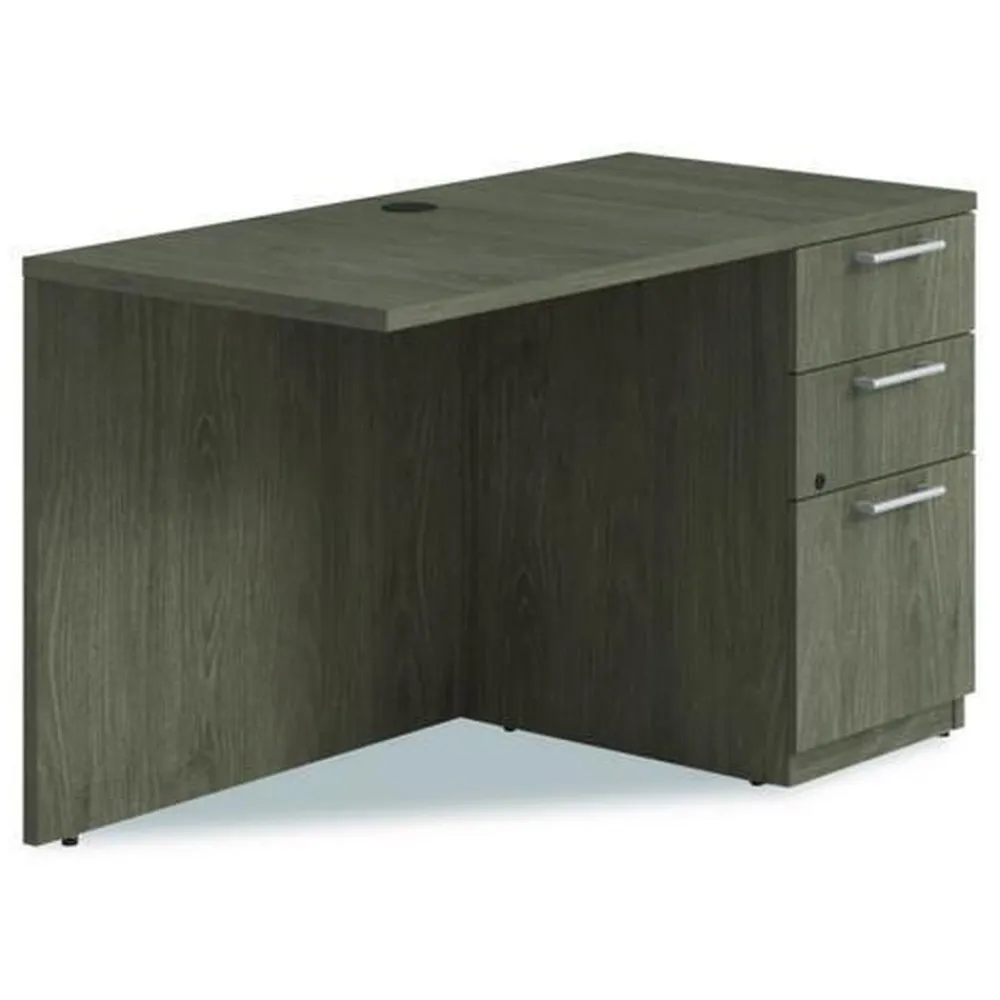 Discount 48 in. x 24 in. x 29 in. Seville Series Right Desk Return with Pedestal - Walnut Office Furniture & Lighting