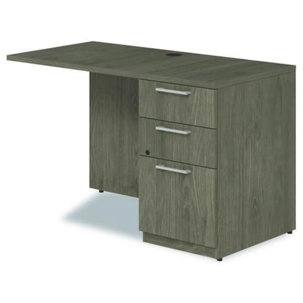 Discount 48 in. x 24 in. x 29 in. Seville Series Right Desk Return with Pedestal - Walnut Office Furniture & Lighting