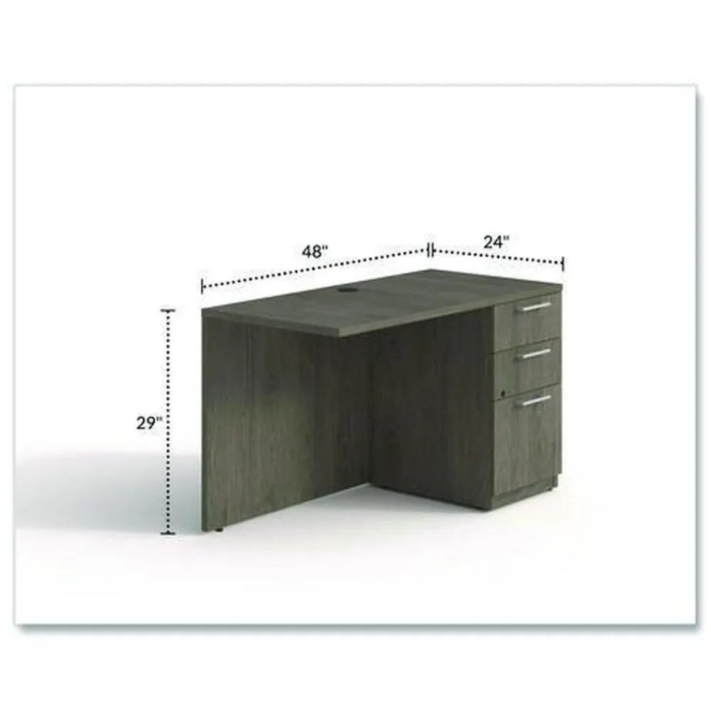 Discount 48 in. x 24 in. x 29 in. Seville Series Right Desk Return with Pedestal - Walnut Office Furniture & Lighting