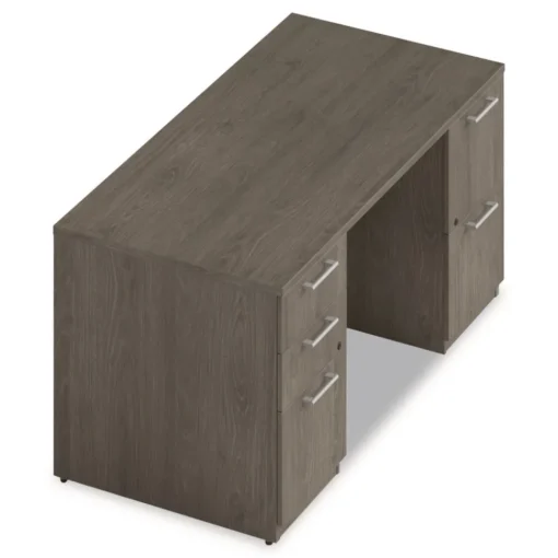 Best 60 in. x 30 in. x 29 in. Seville Series Double Pedestal Desk - Walnut Office Furniture & Lighting