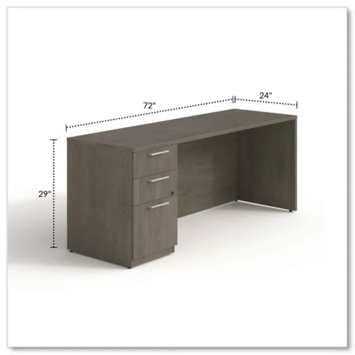 Hot 72 in. x 24 in. x 29 in. Seville Series Credenza with Left Pedestal - Walnut Office Furniture & Lighting