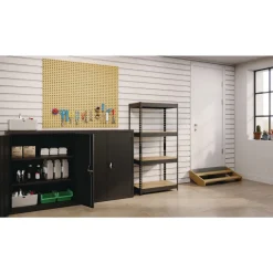 New 30 in. x 16 in. x 60 in. 4-Shelf Steel Shelving Unit with Particleboard Shelves - Black Office Furniture & Lighting