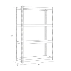 New 30 in. x 16 in. x 60 in. 4-Shelf Steel Shelving Unit with Particleboard Shelves - Black Office Furniture & Lighting
