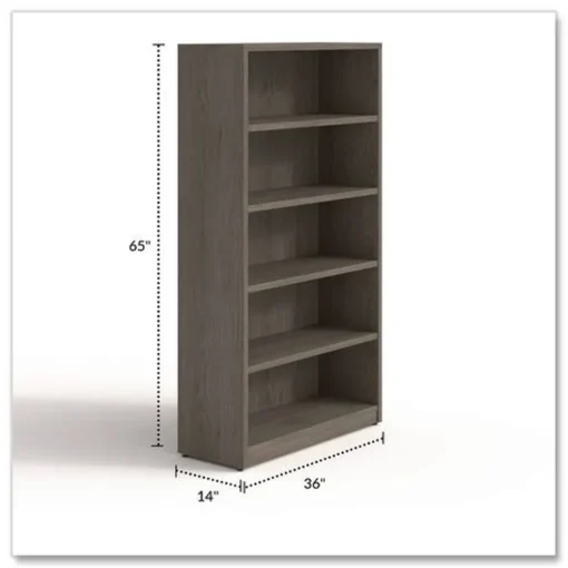 Sale 36 in. x 14 in. x 65 in. 5-Shelf Seville Bookcase - Walnut Office Furniture & Lighting