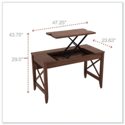 Sale 47.25 in. x 23.63 in. x 29.5 in. to 43.75 in. Sit-to-Stand Table Desk - Modern Walnut Office Furniture & Lighting
