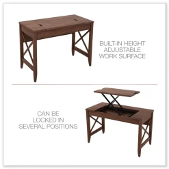 Sale 47.25 in. x 23.63 in. x 29.5 in. to 43.75 in. Sit-to-Stand Table Desk - Modern Walnut Office Furniture & Lighting