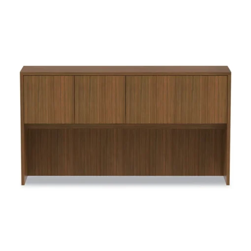 New 64.75 in. x 15 in. x 35.38 in. Valencia Series 4-Compartment Hutch with Doors - Modern Walnut Office Furniture & Lighting