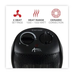 1500 W 7.12 in. x 5.87 in. x 8.75 in. Ceramic Heater - Black Heaters