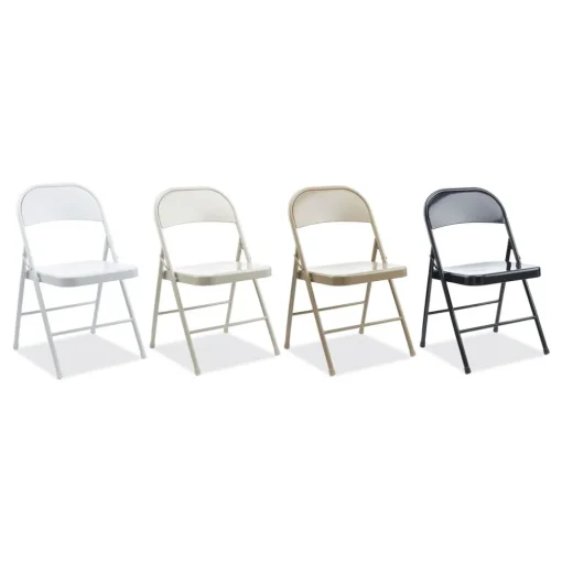 Hot Armless Steel Folding Chair Supports Up to 275 lbs. - Taupe (4/Carton) Office Furniture & Lighting