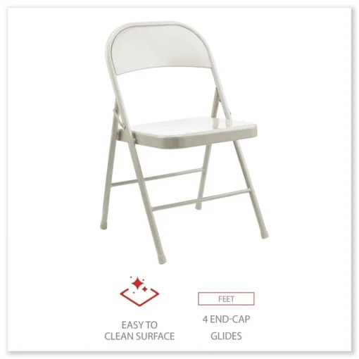 Hot Armless Steel Folding Chair Supports Up to 275 lbs. - Taupe (4/Carton) Office Furniture & Lighting