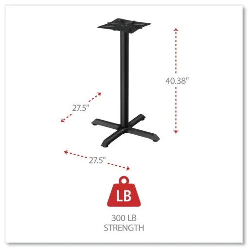 Hospitality Series 27.5 in. x 40.38 in. 300 lbs. Capacity Steel Single-Column Bases - Black Office Furniture & Lighting