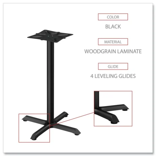 Hospitality Series 27.5 in. x 40.38 in. 300 lbs. Capacity Steel Single-Column Bases - Black Office Furniture & Lighting
