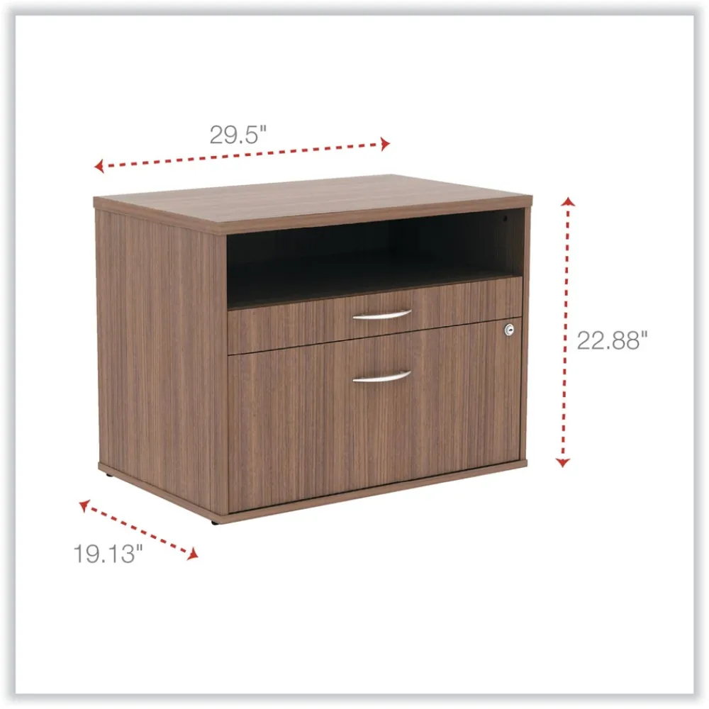 Clearance Open Office Series 29.5 in. x 19.13 in. x 22.88 in. 2-Drawer Low File Cabinet Credenza - Walnut Office Furniture & Lighting