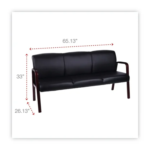 Online Reception Lounge WL Series 65.13 in. x 26.13 in. x 33 in. 3-Seat Sofa - Black Office Furniture & Lighting