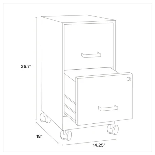 Outlet Two-Drawer Mobile Vertical File 2 Letter-Size File Drawers 14.25 x 18 x 26.7 - Pearl White Office Furniture & Lighting