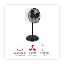 Online 120V 0.37 Amp 3-Speed 16 in. Pedestal Stand Fan - Black Fans