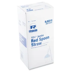 Sale 10.25 in. Plastic Jumbo Spoon Straw - Red (5400/Carton) Tabletop And Serveware