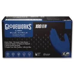 Online 9.5 in. 6 mil Heavy-Duty Industrial Nitrile Gloves - Medium/Royal Blue (1000/Carton) Cleaning & Janitorial Supplies