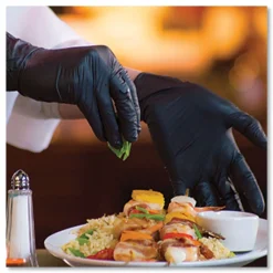 New 9.5 in. Long 3 mil Powder-Free Industrial Nitrile Gloves - Small/Black (1000/Carton) Cleaning & Janitorial Supplies