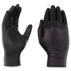 Online 9.5 in. Long 5 mil Powder-Free Industrial Nitrile Gloves - Large/Black (1000/Carton) Cleaning & Janitorial Supplies