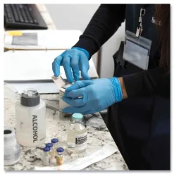 Discount 9.5 in. Long 3 mil Powder-Free Nitrile Exam Gloves - X-Large/Light Blue (1000/Carton) Cleaning & Janitorial Supplies