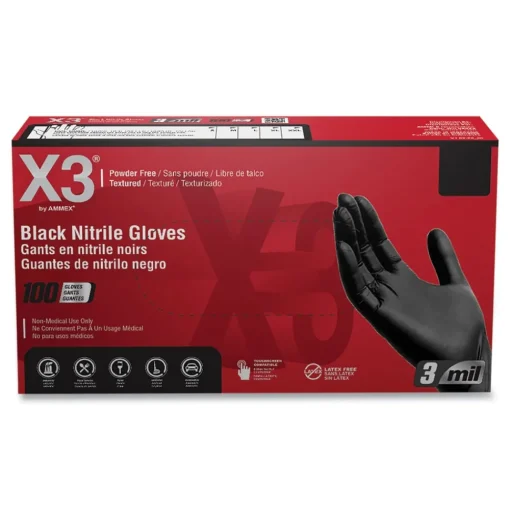 Sale 9.5 in. Long 3 mil Powder-Free Industrial Nitrile Gloves - Medium/Black (1000/Carton) Cleaning & Janitorial Supplies