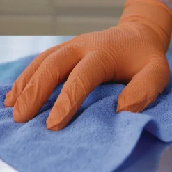 New 6 mil DT Nitrile Powder-Free Disposable Gloves - Large, Orange (1000/Carton) Cleaning & Janitorial Supplies