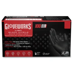 New 6 mil Heavy-Duty Industrial Powder-Free Nitrile Gloves - Large, Black (1000/Carton) Cleaning & Janitorial Supplies