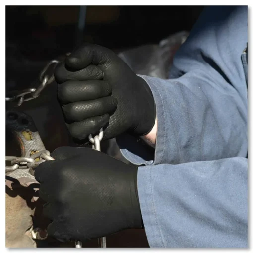 Clearance 6 mil Heavy-Duty Industrial Powder-Free Nitrile Gloves - X-Large, Black (1000/Carton) Cleaning & Janitorial Supplies