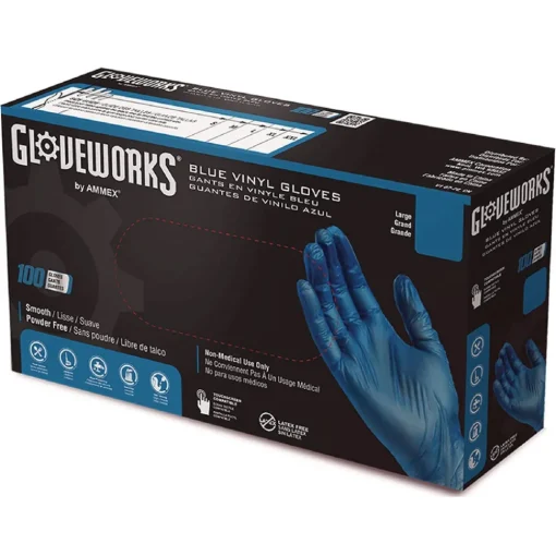 Discount 3 mil Industrial Powder-Free Vinyl Gloves - Large, Blue (1000/Carton) Cleaning & Janitorial Supplies