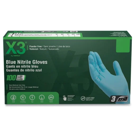Sale 3 mil Industrial Powder-Free Nitrile Gloves - X-Large, Blue (1000/Carton) Cleaning & Janitorial Supplies
