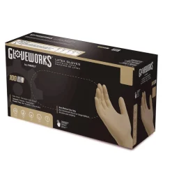6 mil Thick 9.5 in. Long Powder-Free Extra Thick Latex Disposable Gloves - Large, Ivory (100/Box, 10 Boxes/Carton) Cleaning & Janitorial Supplies
