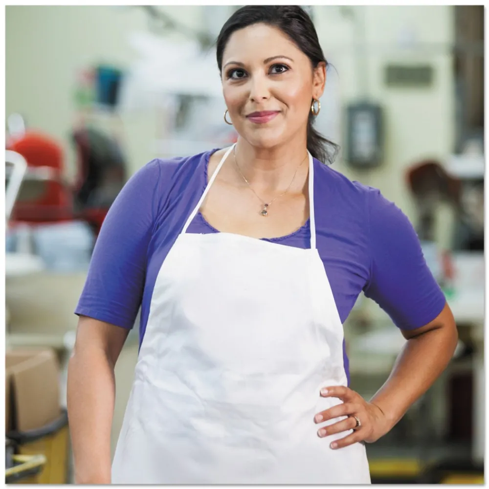 Hot 28 in. x 40 in. A20 Apron - One Size Fits All/White (100/Carton) Cooking Aprons