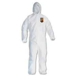 Best A30 Elastic-Back and Cuff Hooded Coveralls - Medium, White (25/Carton) Bib Overalls