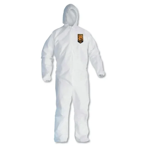 Best A30 Elastic-Back and Cuff Hooded Coveralls - Medium, White (25/Carton) Bib Overalls