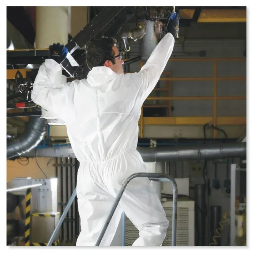 Best A30 Elastic-Back and Cuff Hooded Coveralls - Medium, White (25/Carton) Bib Overalls
