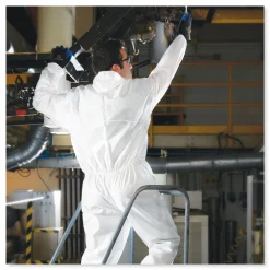 Hot A20 Hood and Elastic-Back Breathable Particle Protection Coveralls - Medium, White (24/Carton) Bib Overalls