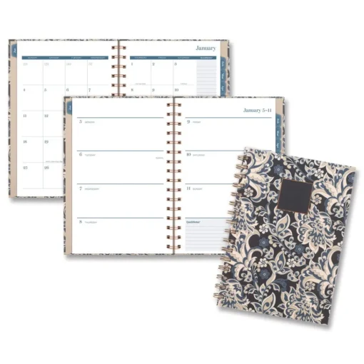 Best 8.5 in. x 5.5 in. 12-Month (Jan-Dec 2026) Elizabeth Weekly/Monthly Planner - Blue Cover Calendars & Planners