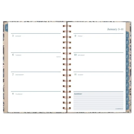 Best 8.5 in. x 5.5 in. 12-Month (Jan-Dec 2026) Elizabeth Weekly/Monthly Planner - Blue Cover Calendars & Planners
