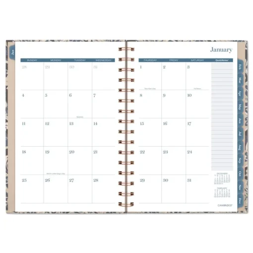 Best 8.5 in. x 5.5 in. 12-Month (Jan-Dec 2026) Elizabeth Weekly/Monthly Planner - Blue Cover Calendars & Planners
