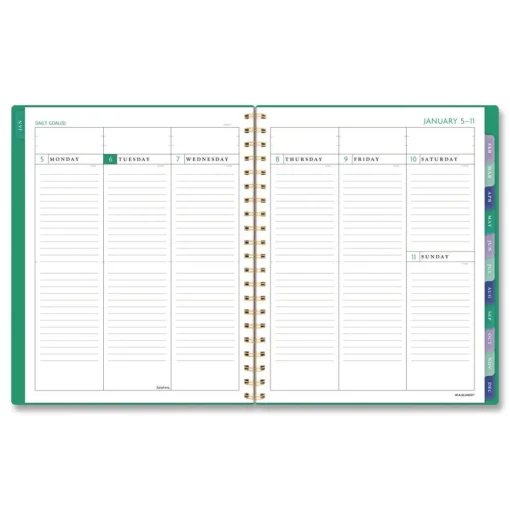 Clearance 11 in. x 8.5 in. 13-Month (Jan-Jan 2026) Badge Geo Weekly/Monthly Planner - Green Cover Paper & Printables