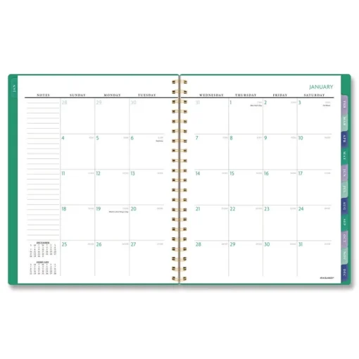 Clearance 11 in. x 8.5 in. 13-Month (Jan-Jan 2026) Badge Geo Weekly/Monthly Planner - Green Cover Paper & Printables