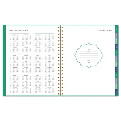 Clearance 11 in. x 8.5 in. 13-Month (Jan-Jan 2026) Badge Geo Weekly/Monthly Planner - Green Cover Paper & Printables