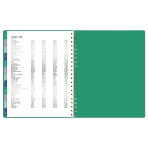 Clearance 11 in. x 8.5 in. 13-Month (Jan-Jan 2026) Badge Geo Weekly/Monthly Planner - Green Cover Paper & Printables