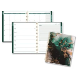Sale 11 in. x 8.5 in. 12-Month (Jan-Dec 2026) Emerald Isle Weekly/Monthly Planner - Green Marbled Cover Paper & Printables